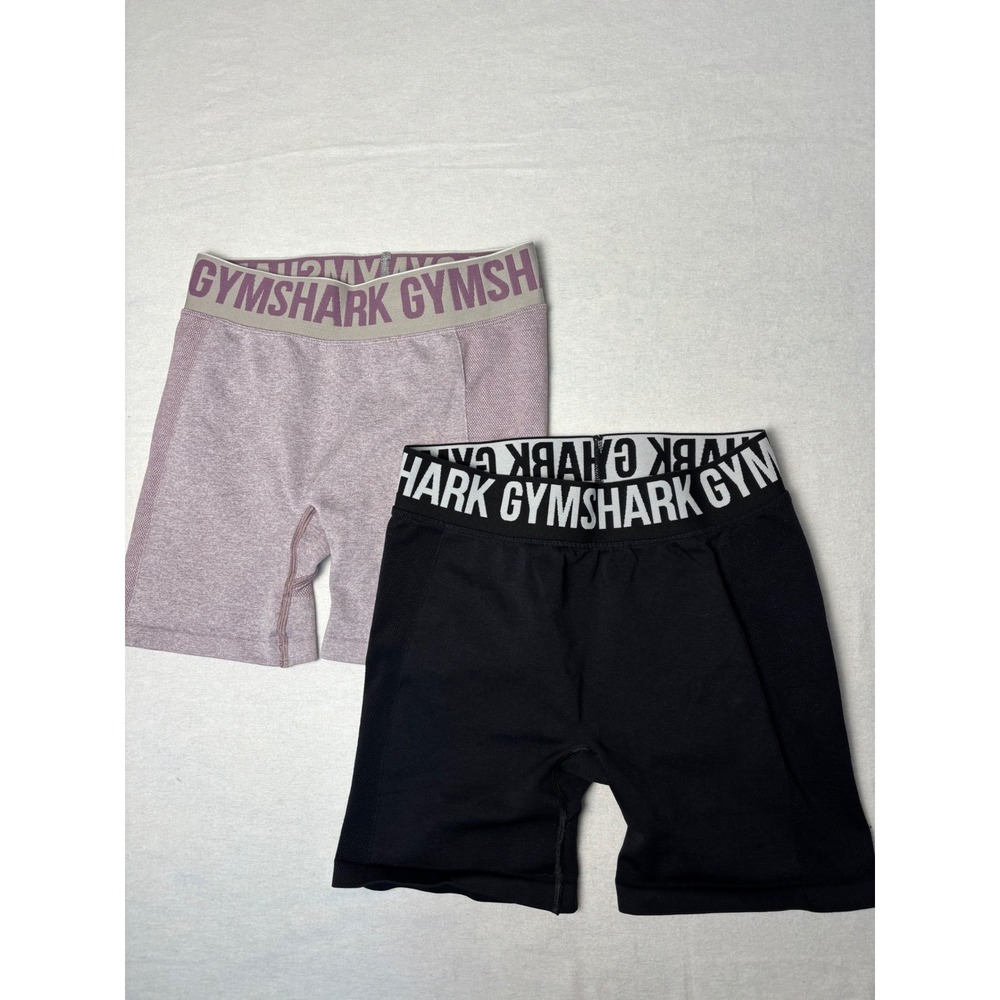 Gymshark Flex Seamless Cycling Shorts Bundle Black Purple Medium 2 Pack